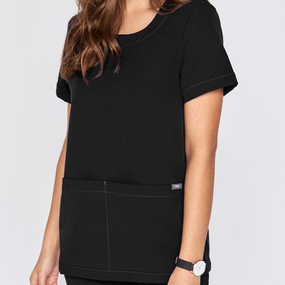 XS RARE FIGs Black RAMA Scrub Top